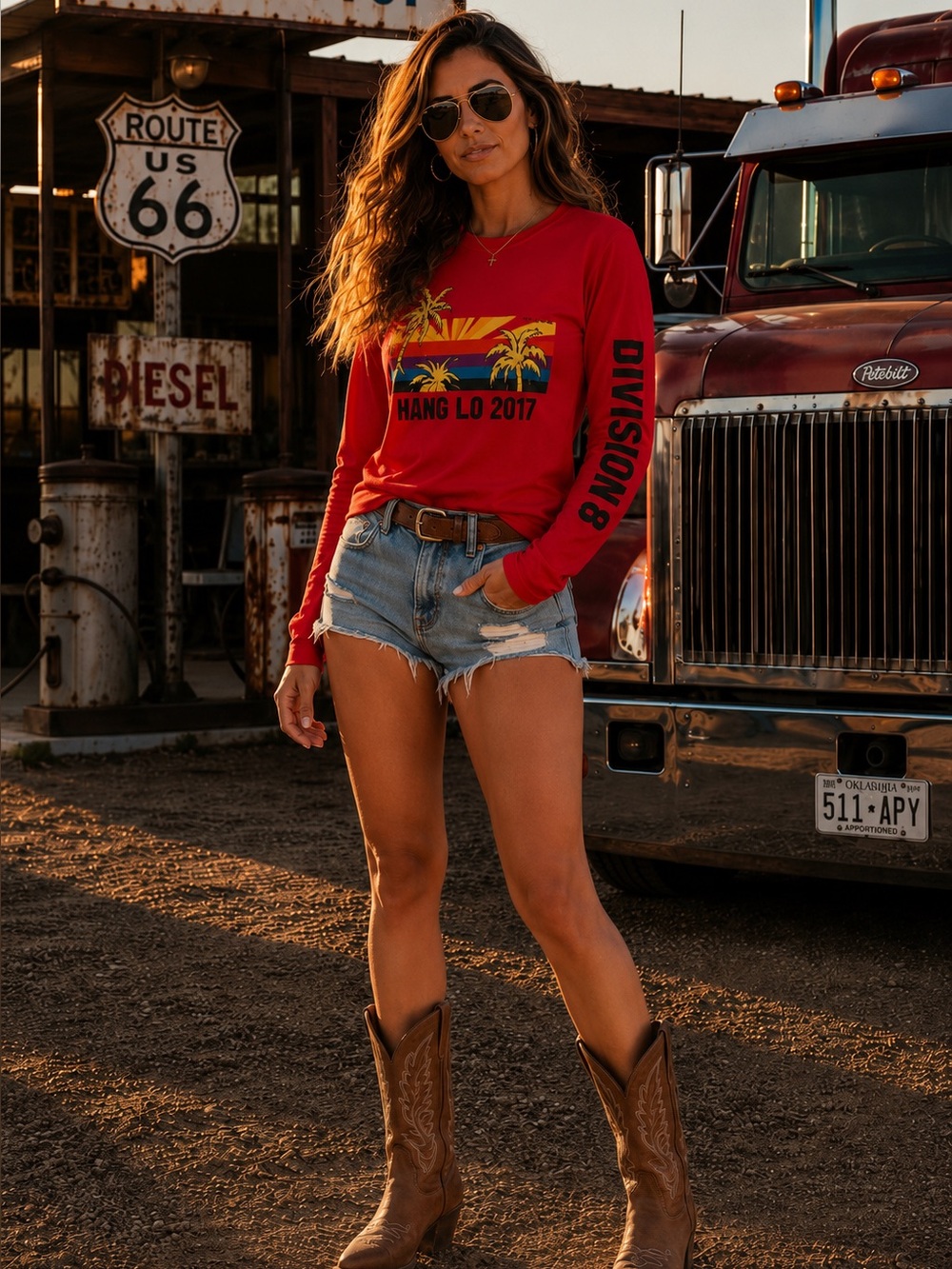 Pilot Flying J Red Long Sleeve Shirt | Graphic Tee | Casual Workwear Top